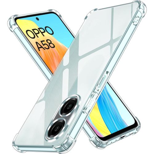 Transparent Anti-Shock Protective Case for OPPO A58 4G with Corner Bumper Cushion, Soft TPU Silicone Slim Case