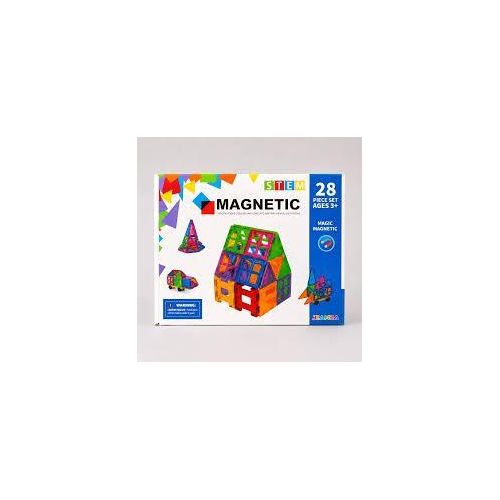 Magnetic Building Blocks and Shapes Set – 28 Colorful Pieces