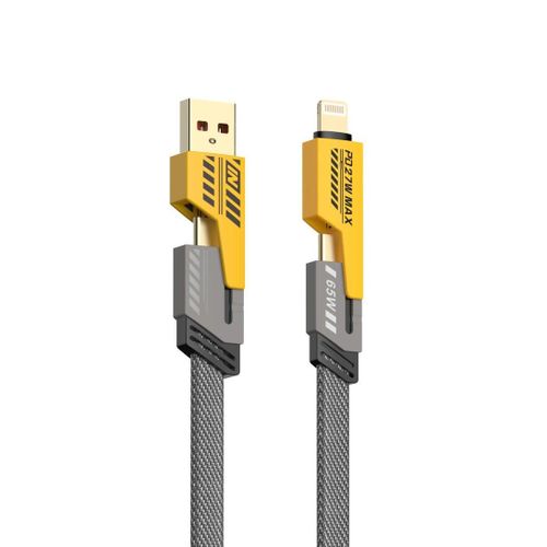 Start 4 in 1 USB C to USB C Fast Charging Cable (65W) with Built-in USB A and Lightning Connector (27W), Flat and Fast Charging Cable