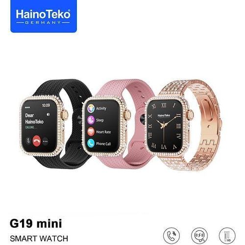 ساعة Haino Teko G 19 الذكية مع 3 أطقم أحزمة وشاحن لاسلكي للسيدات