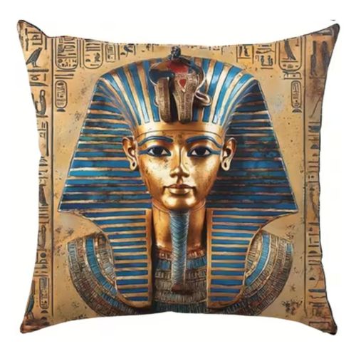 Premium Ancient Egyptian Pattern Pillowcase 45 × 45 cm, Peach Skin Velvet Decorative Cushion Cover, Single-Sided Printed Throw Pillow Cover with Zipper for Sofa, Living Room and Bedroom (1)