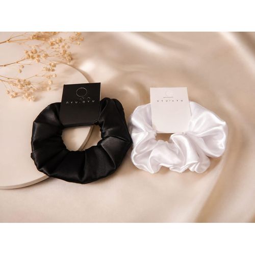 Black and white satin hair clip set, 2 pieces, suitable for all occasions, whether daily or formal.