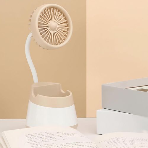 Portable Desktop Charging Fan with Pen Holder and Phone Holder Function