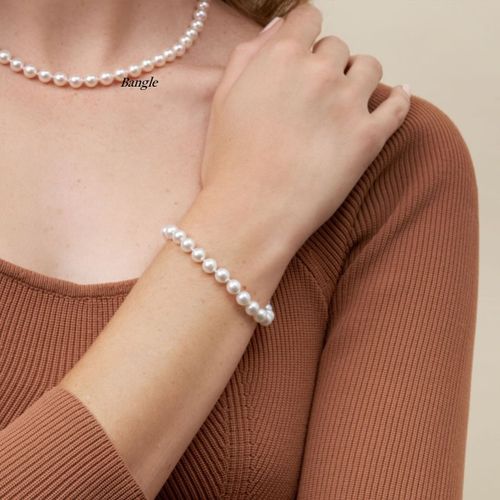 Choker Pearl Beads Necklace And Bracelet Off White