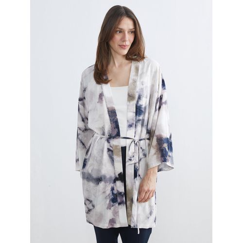 Shawl Collar Patterned Sash Oversize Women's Kimono