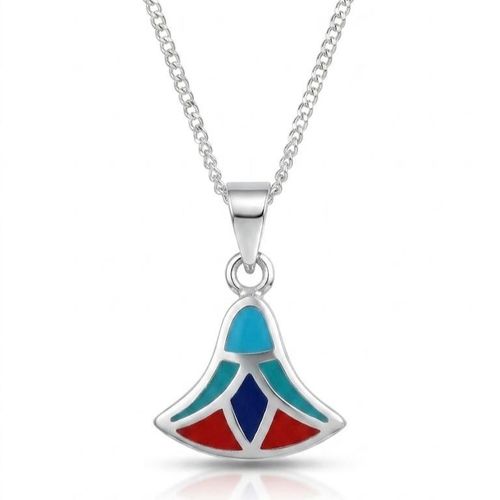 Pharaonic Lotus Flower Inlay Pendant in Authentic 925 Sterling Silver - 45CM