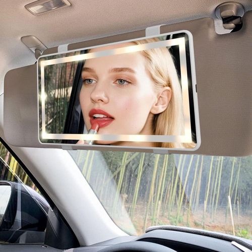 LED Car Mirror – Three Dimmingless Lighting Modes – Makeup Mirror with Lights for Car – White