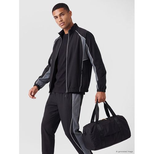 Mock Neck Color Block Men's Zip-Up Sweatshirt