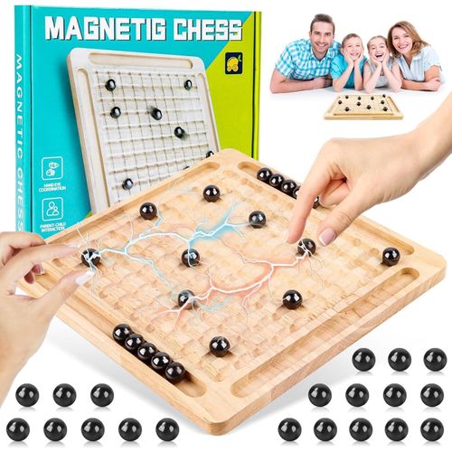Magnetic Chess Game, Magnetic Chess Game with Wooden Chess Board, Multiplayer Magnetic Board Game, Magnetic Chess, Parent-Child Interaction Game for Family Reunions
