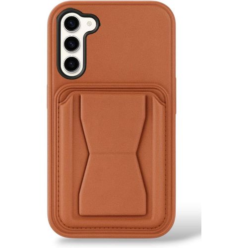 حافظة جلدية متوافقة مع سامسونج جالاكسي A56 من الجلد المقاوم للصدمات مع حامل مدمج من جلد البولي يوريثين لمظهر انيق، قبضة مريحة (بني)