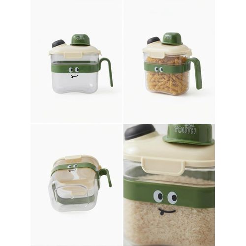 Plastic Storage Jar for Cereals and Dry Food Storage - Durable and Air-proof - Innovative Design Combines Style and Functionality to Save Space and Keep Your Food Fresh for Long Periods