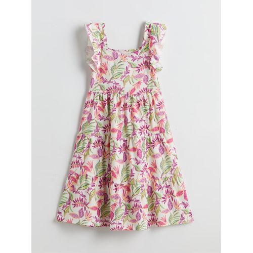 Square Collar Floral Girl's Dress