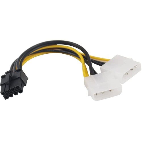 Power Adapter Cable PCI Ben 8 Pin to 2 Molex 4 Pin Connectors Compatible with Graphics Cards18 cm Length Black and Yellow