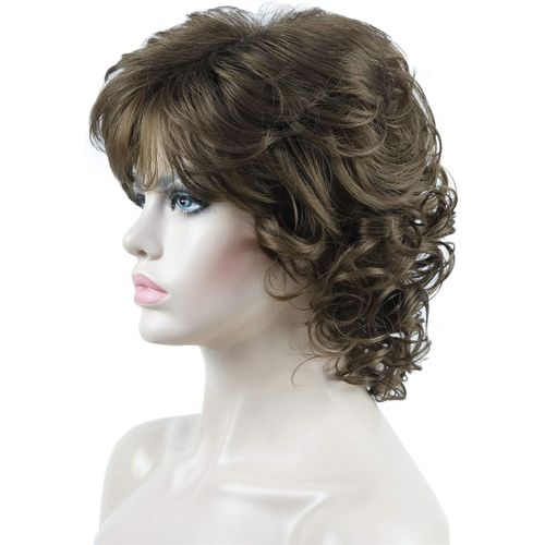 Synthetic Hair Wig Short Wavy Brown