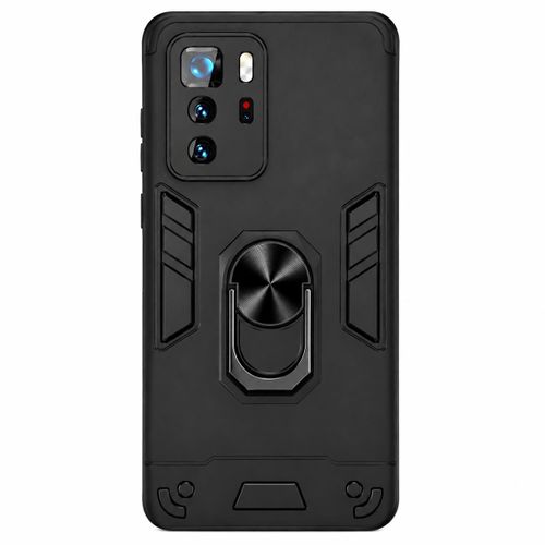 Poco X3 GT Iron Man Full Protection Case with Camera Lens Protection & Movable Metal Ring Stand - Black