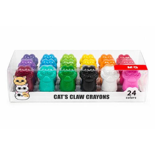 Chenguang So Many Cats Claw Shaped Wax Crayon 24 Colors Bright and Safe Artistic Expression, SMC, Non-Toxic- No:AGMX4173