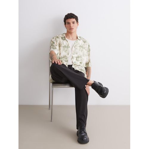 Regular Fit Short Sleeve Patterned Viscose Men's Shirt