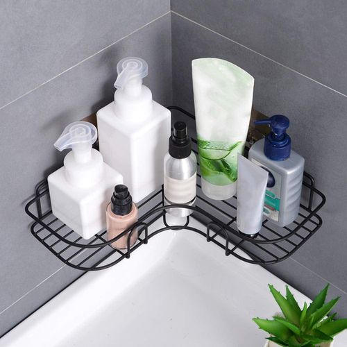 VH Enterprise Stainless Steel Bathroom Corner Shelf Organizer Storage Hanging Shower Caddy Rack (Black)