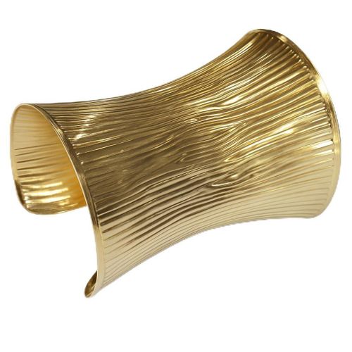 Womens Gold Wide Cuff Bracelet Adjustable Statement Bangle for Women