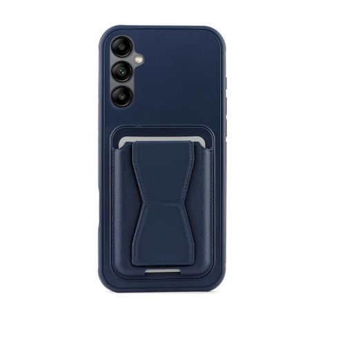 Leather Wallet Case Compatible with Samsung Galaxy S23 Leather Back Cover With TPU Frame, Shockproof Protective Phone Case with Card Holder Stand (Blue)