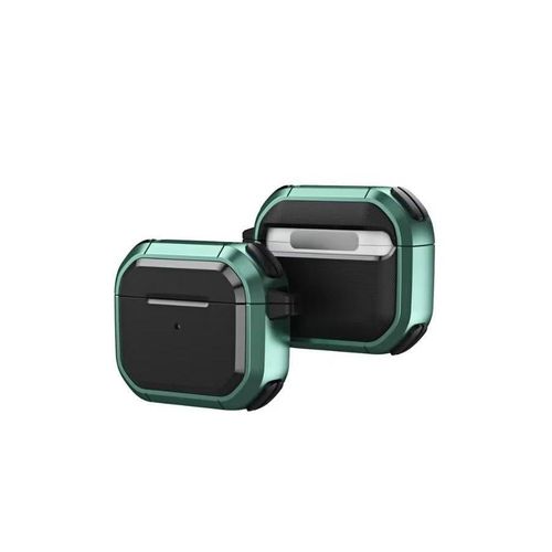 Full Protection Earphone Case for Airpods 4 Full Cover Wireless Charging Shockproof Shell Case Keychain (Green)