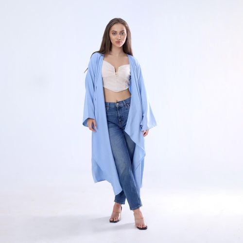 Plain long women's cardigan Free Size Fits Approximately 60-85kgCyan