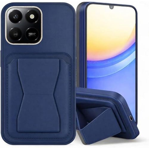Leather Case Compatible for HONOR X6C Shockproof Leather Back Card Storage & case built-in Stand PU leather for a stylish look, comfortable grip (Blue)