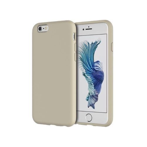 Compatible with iPhone 6/6S Case 4.7 Inch Slim Liquid Silicone 4 Layers Soft Gel Rubber Shockproof Protective Phone Case with Anti Scratch Microfiber Lining (Beige)