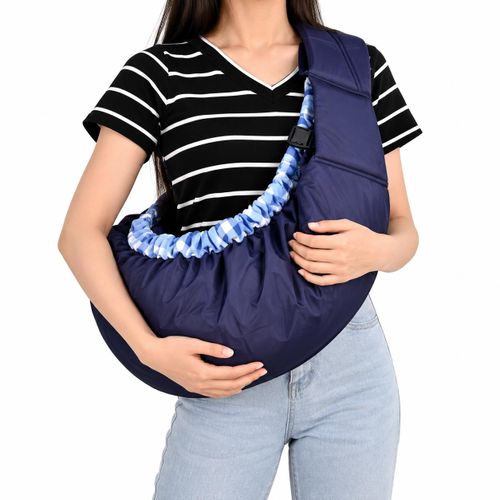 Aiiebao 5008 Padded Single-Shoulder Baby Sling Carrier with Wide Strap – Blue
