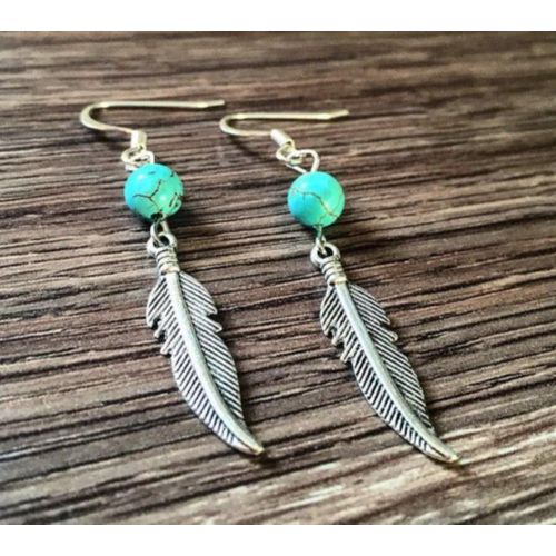 Earrings of Ladies Hand Made Color Silver and Tirkuaz