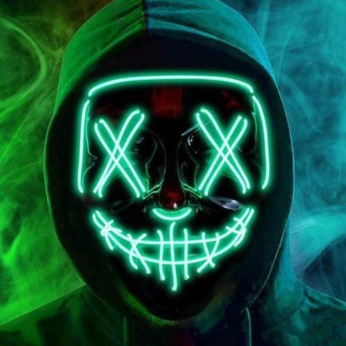 Glowing LED Halloween Costume Mask with Multiple Lighting Modes for Parties and Cosplay