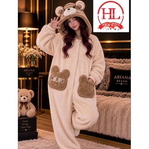 Women's Winter Fur Jumpsuit – Soft, Warm & Comfortable – One Size