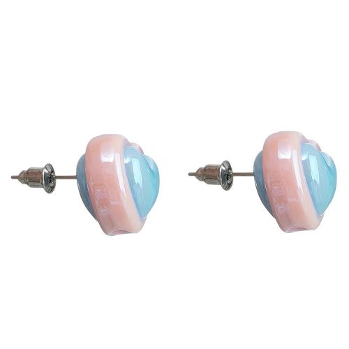 Women's Plastic Stud Earrings - Pink and Turquoise BoxHO-139