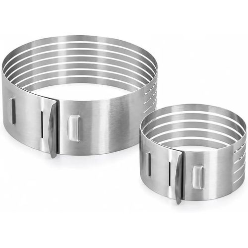 2-Piece Adjustable Round Cake Slicer Set 7-Layer Stainless Steel Cake Leveler, Two Sizes for Perfect Cake Filling