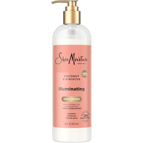 SHEA MOISTURE Illuminating Body Lotion with Coconut Oil Hibiscus Niacinamide and Pro-Ceramides Instantly Enhancing Skins Natural Glow 24H Moisturizing 16 oz