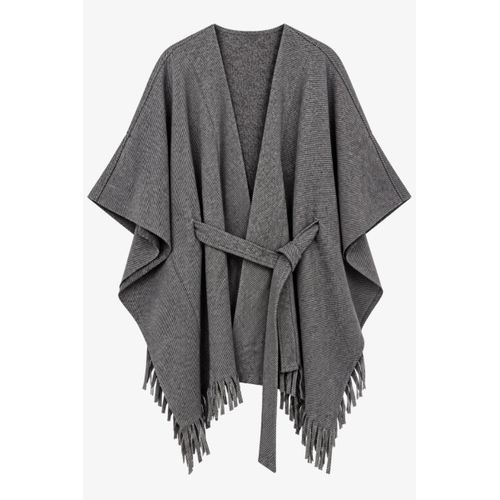 Self-Tie Fringed Poncho