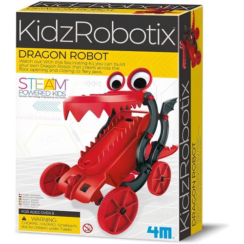 KidzRobotix Dragon Robot, Building Kit, DIY Crawling Dragon STEM Toy with Moving Eyes and Opening Jaws, Educational Construction Toy for Kids Ages 8+, Red and Black, 35 Pieces