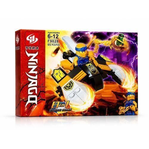 Ninjago 8-in-1 Samurai Series Building Blocks Toy Set - Blue Lightning Fighter Jet & Action Figures Model Kit with 95 Pieces for Kids Ages 6-12 (Model F9028)