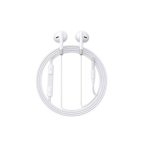 3.5mm Wired Earphones, Half In-Ear Design with Mic and 3-Button Control - White