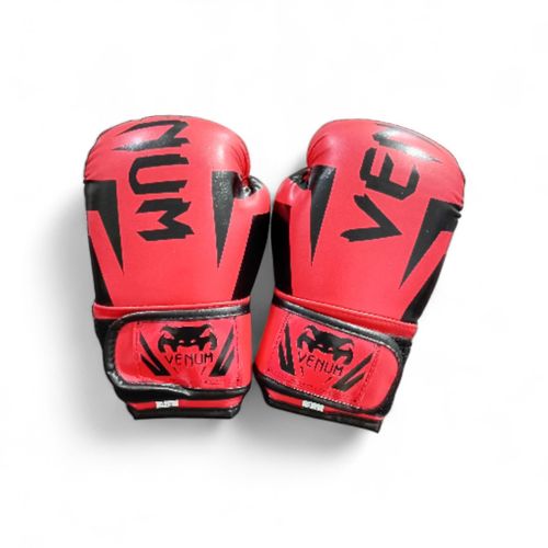 VENUM Professional Boxing Gloves - Red & Black - Premium PU Leather for Training & Sparring - Muay Thai / Kickboxing / MMA