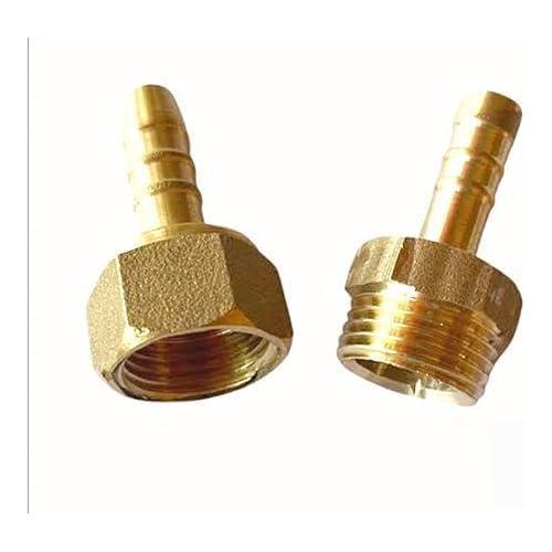 G1/2 1 Male &Female Threaded Brass Gas Hose Fitting, 2 Pack