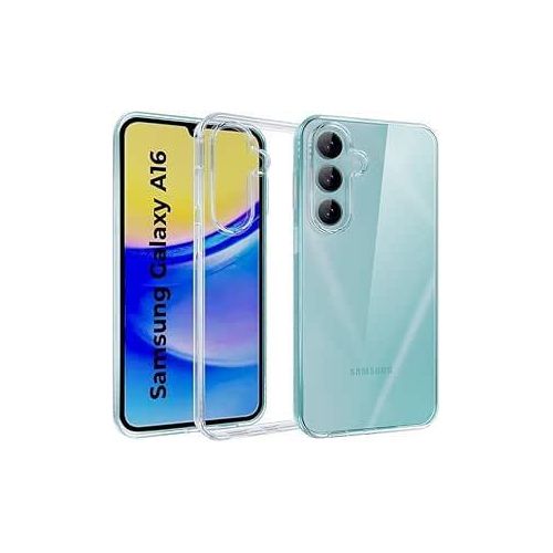 جراب حماية خلفي جل سيليكون رفيع شفاف ممتص للصدمات من البولي يوريثين المقاوم للحرارة لموبايل سامسونج جالاكسي A16 من المعز (شفاف كريستالي)