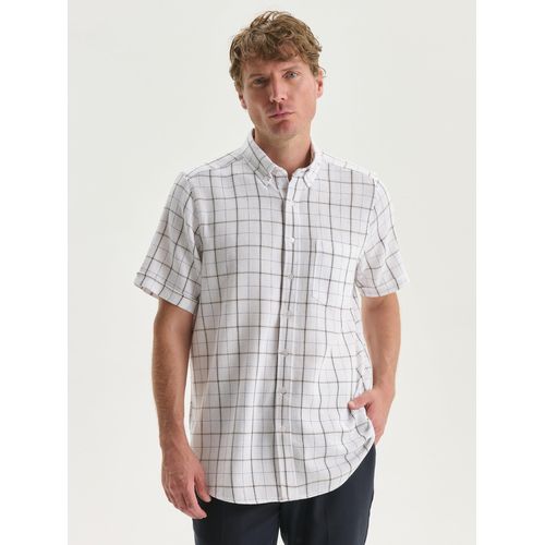 Regular Fit Short Sleeve Plaid Poplin Men's Shirt