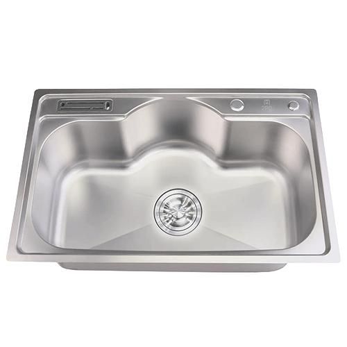 Single Bowl Kitchen Sink with Knife Holder & Soap Dispenser - 80x50x24 Cm - Stainless Steel