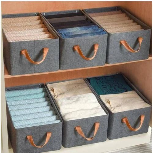 A clothes organizer with a metal frame for organizing the closet and saving space.