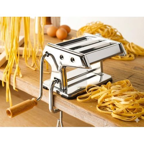 18/10 Stainless Steel Manual Pastry Dough Roller Machine 150mm (15cm) - Versatile Machine for Noodles, Pasta, Peasant Food, Pie (Heavy Imported Italian Material)
