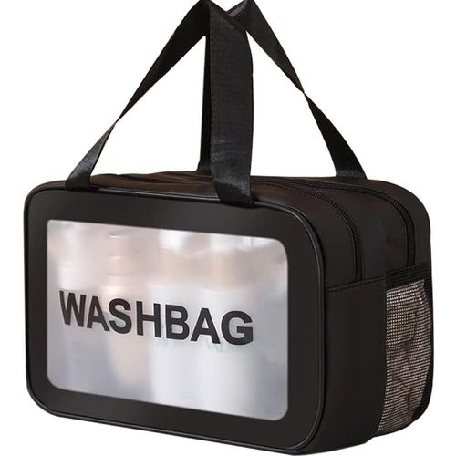 Travel Toiletry Bag,Large Clear Makeup Bag,Cosmetics Bag,Transparent Skin Care Bag for Toiletries,Waterproof & Draining Make up Bags,PVC Toiletry Organizer Thickened Wash Bag for Women Men,