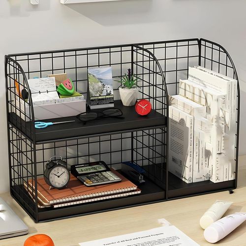 Modern Drink Organizer - Metal and Wooden Coffee and Beverage Shelf with Three Levels for Convenient Storage of Coffee Cups, Sugar, and Drink Mixes in a Sleek Design