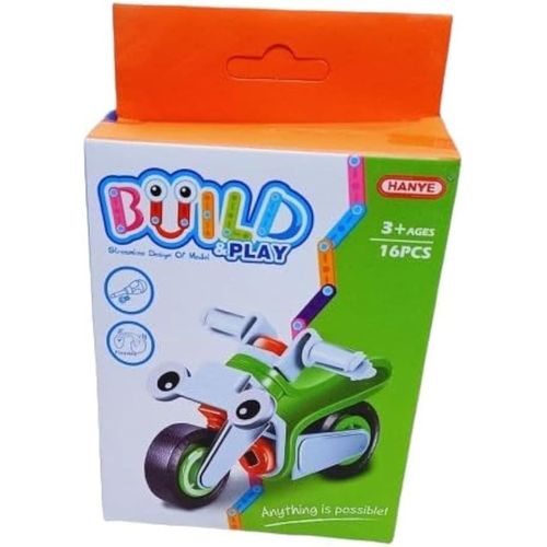 Build & Play 16 Piece Building Set, Multi-Colour, W56-33-2