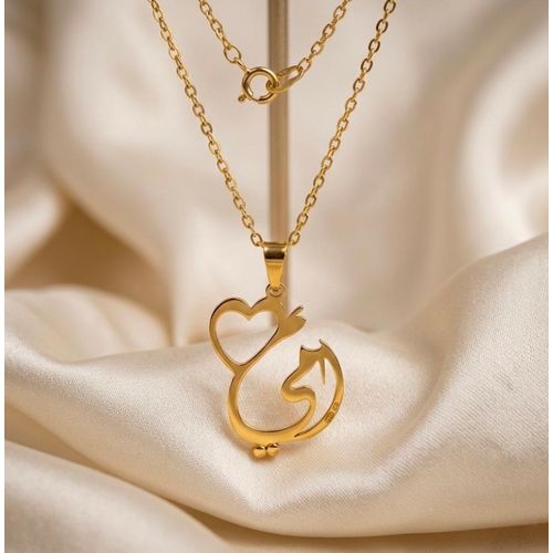 Ommi" Mother’s Day Special Necklace – Heart & Arabic Calligraphy Pendant – Gold Plated Elegant Gift